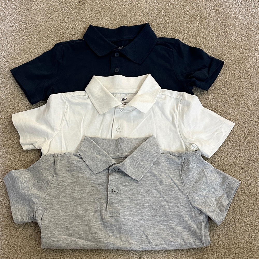 H&M Kids Polo Shirt Trio - Navy, White, Gray